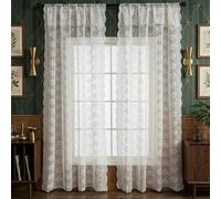 Rideaux en Dentelle à Motif Floral Modernes épurés Filtrant la Lumière et Semi-Voilés Rideaux D'Intimité à Passe-Tringle pour Salon Chambre Bureau Décoration de Fenêtre Lot de 2,Blanc,140 * 100cm