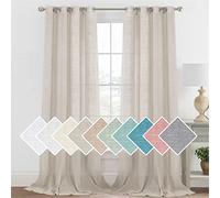 Rideaux en Lin Mélangé Texturé à Armure Ouverte Semi-Transparents, Intimité et Filtrage de la Lumière, Traitement de Fenêtre Supérieure à Œillets 2 Panneaux (2X 132x240 cm)