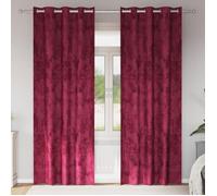 Rideaux en velours 2 pcs avec œillets Bordeaux 245x140 cm