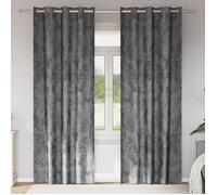 Rideaux en Velours - Gris - 245x140 cm - Œillets - Tamisant