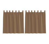 Rideaux en Voile avec Boucles 2 Pièces Marron Clair 140x140 cm Polyester | Semi-transparent, respirant, lumière douce, pour salon et chambre à coucher, facile à laver, montage sans tringle à rideau