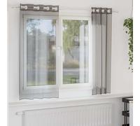 vidaXL Rideaux en voile avec œillets 2 pcs 140x300 cm Gris foncé