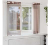 vidaXL Rideaux en voile avec œillets – Rideau en filet 2 pcs Marron 140x175 cm