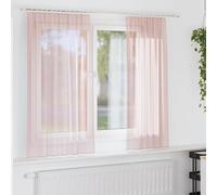 vidaXL Rideaux en Voile avec Passe-tringles 2 pcs Rose Clair, Rideau en Filet, Rideau Transparent, Voile de fenêtre, Traitement de fenêtre