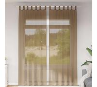 vidaXL Rideaux en Voile avec œillets 2 pcs Marron Clair, Rideau en Filet, Rideau Transparent, Voile de fenêtre, Traitement de fenêtre