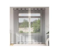 Rideaux en voile avec oillets 2 pcs gris foncé 140x245 cm, rideau en filet, rideau transparent, voile de fenêtre, 4102080