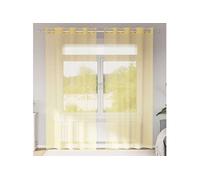 Rideaux en voile avec oillets 2 pcs jaune, rideau en filet, rideau transparent, voile de fenêtre, traitement de 4102133
