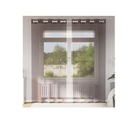 Rideaux en voile avec oillets 2 pcs marron 140x225 cm, rideau en filet, rideau transparent, voile de fenêtre, 4102067