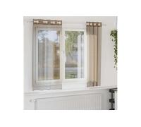 vidaXL Rideaux en Voile avec œillets 2 pcs Marron Clair, Rideau en Filet, Rideau Transparent, Voile de fenêtre, Traitement de fenêtre