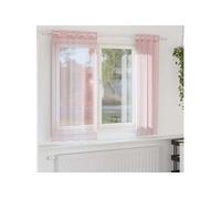 Rideaux en voile avec oillets 2 pcs rose clair 140x140 cm, rideau en filet, rideau transparent, voile de fenêtre, 4102083
