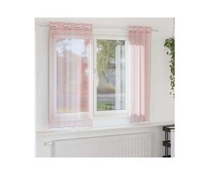 Rideaux en voile avec oillets 2 pcs rose clair 140x140 cm, rideau en filet, rideau transparent, voile de fenêtre, 4102083