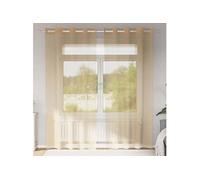 Rideaux en voile avec oillets 2 pcs sable, rideau en filet, rideau transparent, voile de fenêtre, traitement de 4102121