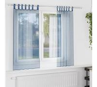 Rideaux en voile avec passants 2 pièces 140 x 175 cm bleu roi | 100 % polyester, lavable à basse température, translucide, intimité, vitrine, salon, chambre à coucher
