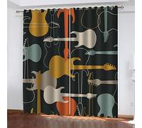 Rideaux Enfants Pour Chambre 3D Guitare Électrique Abstraite Rideau Occultant À Oeillets Rideau Anti Froid Rideau Thermique Isolant Rideau À Motif 140x160 Cm Rideaux Occultants Isolant Thermiques