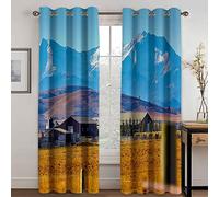 Rideaux Enfants Pour Chambre 3D Paysage De Montagne Enneigée Du Ranch D'Or Rideau Occultant À Oeillets Rideau Anti Froid Rideau Thermique Isolant Rideau À Motif 140x160 Cm Rideaux Occultants Isolan