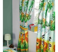 Rideaux Entièrement Doublés 66" X 72" Avec Attaches Lion Éléphant