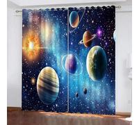Rideaux Et Draperies Intérieurs 3D Planète étoilée l'espace Extra-atmosphérique Motif Rideau Occultant Thermiques pour Chambre Salon Lot de 2 Rideaux Décoration de Fenêtre à Oeillets 150 x 160 cm