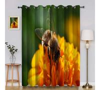 Rideaux et Draperies Intérieurs ChrysanthèMes Rideau Abeille 3D Fibre Ultrafine Rideau Chambre, pour Toutes Les Saisons 140x220cm (LxH) 2 Pièces