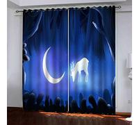 Rideaux Et Draperies Intérieurs Ciel Étoilé Bleu Abstrait Moderne 3D Imprimé Motif Thermiques Isolants Anti Froid 140x240 Cm Rideau Occultants À Oeillets pour Chambre, 2 Panneaux