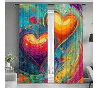 Rideaux et Draperies Intérieurs Coloré Rideau Amour 3D Fibre Ultrafine Rideau Chambre, pour Toutes Les Saisons 140x180cm (LxH) 2 Pièces