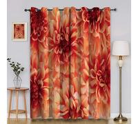 Rideaux et Draperies Intérieurs Dahlia Rideau ChrysanthèMes 3D Fibre Ultrafine Rideau Chambre, pour Toutes Les Saisons 140x180cm (LxH) 2 Pièces