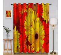 Rideaux et Draperies Intérieurs Fleurs Rideau ChrysanthèMes 3D Fibre Ultrafine Rideau Chambre, pour Toutes Les Saisons 140x260cm (LxH) 2 Pièces