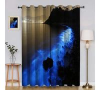 Rideaux et Draperies Intérieurs Larmes Bleues Rideau Mer 3D Fibre Ultrafine Rideau Chambre, pour Toutes Les Saisons 140x180cm (LxH) 2 Pièces