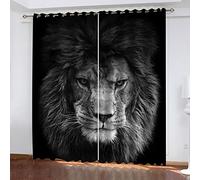 Rideaux Et Draperies Intérieurs Lion Animal Gris 140X160Cm Rideau Salon Moderne Lot De 2 Rideau Occultant Thermiques Isolant Anti Chaleur À Oeillets Rideaux Fenetre Chambre pour Enfant Adulte