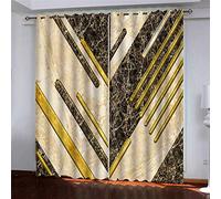 Rideaux Et Draperies Intérieurs Motif Marbré Doré Moderne 3D Imprimé Motif Thermiques Isolants Anti Froid 140x240 Cm Rideau Occultants À Oeillets pour Chambre, 2 Panneaux