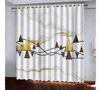Rideaux Et Draperies Intérieurs Motifs Triangulaires Dorés Moderne 3D Imprimé Motif Thermiques Isolants Anti Froid 140x240 Cm Rideau Occultants À Oeillets pour Chambre, 2 Panneaux