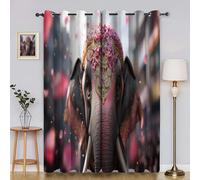 Rideaux et Draperies Intérieurs PéTale Rideau éLéPhant 3D Fibre Ultrafine Rideau Chambre, pour Toutes Les Saisons 140x220cm (LxH) 2 Pièces