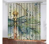 Rideaux Et Draperies Intérieurs, Rideaux Insectes Peints Libellules Moderne 3D Imprimé Motif Rideaux Thermiques Isolants Anti Froid 140x240 Cm Rideau Occultants À Oeillets pour Chambre, 2 Panneaux
