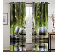 Rideaux Et Draperies Intérieurs, Rideaux Statue De Bouddha Créative Zen Moderne 3D Imprimé Motif Rideaux Thermiques Isolants Anti Froid 200x200 Cm Rideau Occultants À Oeillets pour Chambre, 2 Panne