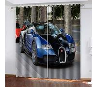 Rideaux Et Draperies Intérieurs Salon 140x240 Cm Draperies Intérieurs Décoration pour Chambre Moderne 3D Voiture De Sport Bleue Urbaine Lot De 2 Rideau Isolant Thermique Anti Froid À Oeillets, Moti