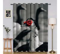 Rideaux et Draperies Intérieurs Volaille Rideau Canard Mandarin 3D Fibre Ultrafine Rideau Chambre, pour Toutes Les Saisons 140x180cm (LxH) 2 Pièces
