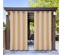 Rideaux Extérieur Terrasse Protection Anti-UV Opaque Elégant Isolants Thermiques Rideau Résistant à La Décoloration pour Jardin Balcon Cour Plage Terrasse Patio 335L X 215H cm (1 Panneaux) Beige