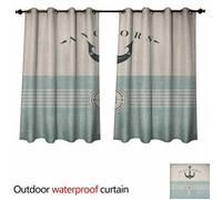 Rideaux extérieurs imperméables - Anshesix - Motif animaux marins - W55 x L45 - Couleur 06 - Résistant aux intempéries