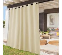 Rideaux Extérieurs pour Patio, Rideaux Imperméables et Résistants aux Intempéries avec ŒIllets, Rideau Extérieur Pare-soleil pour Porche, Pergola et Cabane | 1 Panneau-Beige-foncé-L254cm xH244cm