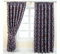 Rideaux Galon Fronceur - Jacquard - Rouge et bleu - 228 x 117 cm - Motifs entrelacés - Intérieur