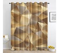 Rideaux Géométrique Doré - Rideau à Oeillets Luxe Abstrait - Lot de 2 Rideau Occultant Thermique Isolant pour Salon Chambre - 160L x 240H cm