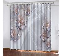 Rideaux Grande Largeur 3D Fleurs Blanches Nacrées Lot De 2 Rideau Occultant Thermiques Isolant A Oeillet avec Motif 234x230 Cm Salon Thermique Anti Froid, Chambre Maison Décoration