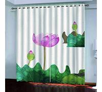 Rideaux Grande Largeur 3D Plante Rose Lotus Lot De 2 Rideau Occultant Thermiques Isolant A Oeillet avec Motif 234x230 Cm Salon Thermique Anti Froid, Chambre Maison Décoration