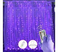 Rideaux Guirlandes Lumineuses, 3m*3m 300LED LED Rideaux Fenêtre Rideau Fée Lumières Scintillantes USB avec Fenêtre À Distance Fée Guirlande Lumineuse (Mauve)