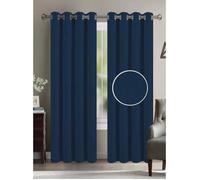 Rideaux - HOMEROKK - Effet Lin - 140 x 260 cm - Bleu Marine - Tamisant