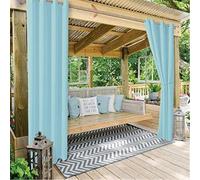 Rideaux Imperméables Extérieurs Rideaux De Protection Solaire Œillets Rideaux Coupe-Vent Intérieurs/extérieurs pour Pavillons De Porche (2pcs), Light Blue, W210cm*L230cm