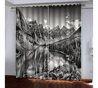 Rideaux Imprimés En 3D Rideaux À Œillets Réflexion De Paysage De Montagne Grise Rideaux De Salon À Œillets Occultants Thermiques Chambre Des Enfants Chambre À Coucher / Insonorisation 170(L)X200(H) C