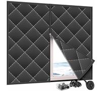 Rideaux Isolant Thermique pour Fenêtres Rideaux de Isolation Épaississant d'hiver en Coton pour Isolation Seule 70x195cm Kits d'isolation pour Balcon Salon Extérieure(Noir,110x220cm)