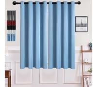 Rideaux Isolants Thermiques 120 x 150 cm Opaque à Oeillets Isolation Lumiere Draperies Intérieurs Modernes 100% Polyester,pour Salon, Bleu Ciel
