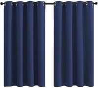 Rideaux Isolés Thermiquement Blacout Eyelet pour Chambre à Coucher Salon 2 Panneaux, Dark Blue, 2pcs×W52*72in/132 * 183cm