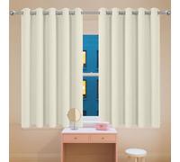 Rideaux Lot de 1 130 x 190 cm Polyester, 100% Bloquer Lumière Rideaux Obscurcissants Design Moderne à Oeillets pour Chambre/Salon de Fenêtre, Beige